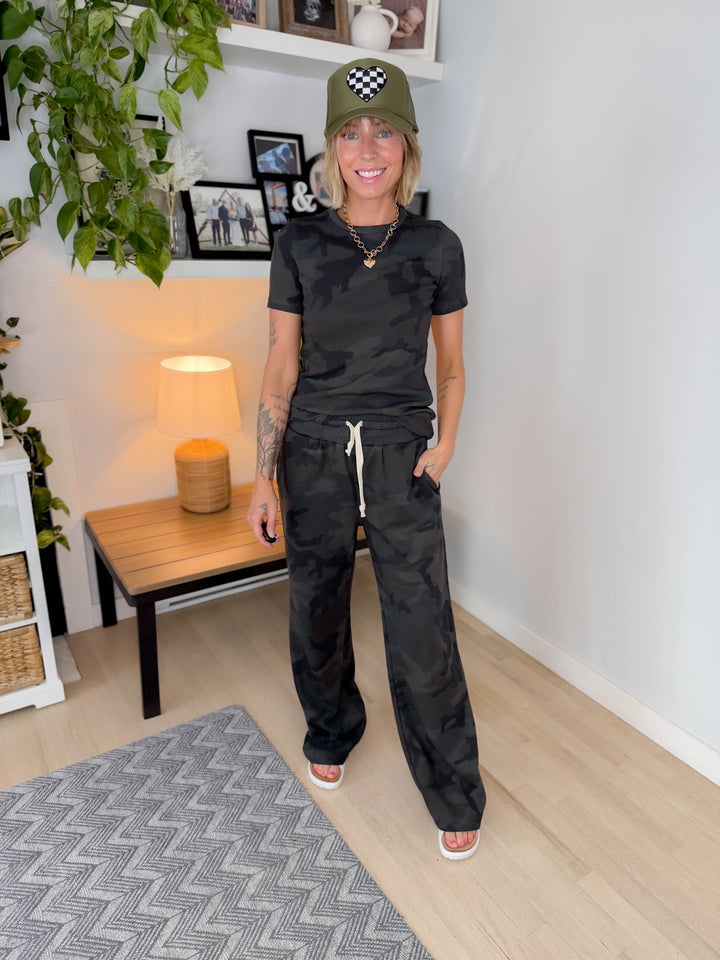 AMPERSAND AVE Thermal Tee + Pant Set- CAMO