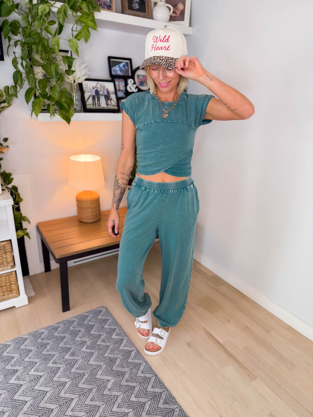 Maude Washed Stretch Cotton Set- DARK TEAL