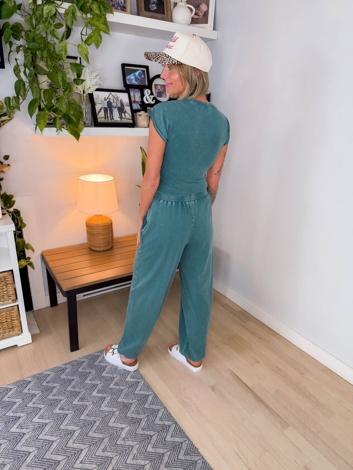 Maude Washed Stretch Cotton Set- DARK TEAL