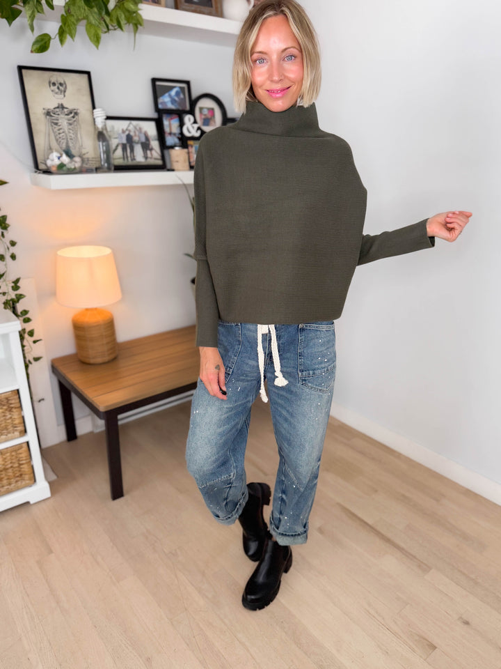 Wild Pines Dolman Sweater- DARK OLIVE