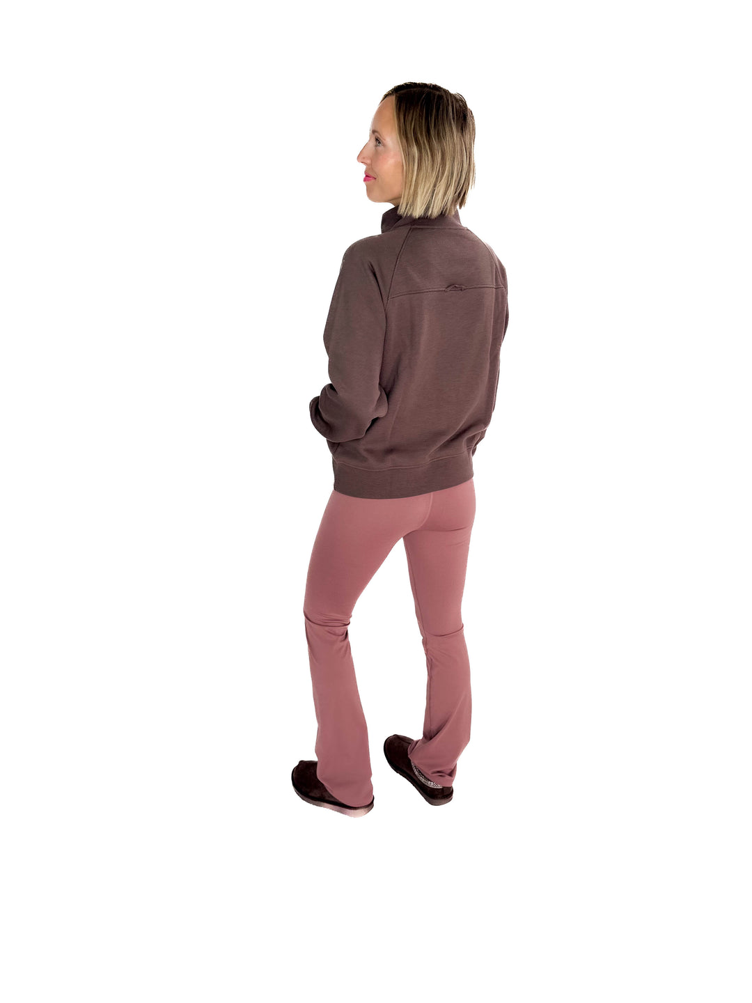 MONO B Heartline Fleece Mock Neck Sweater- ESPRESSO