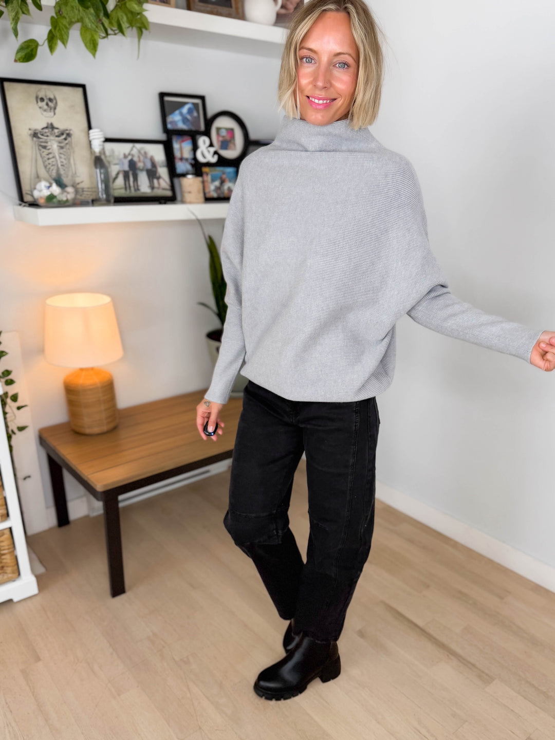 Wild Pines Dolman Sweater- HEATHER GREY