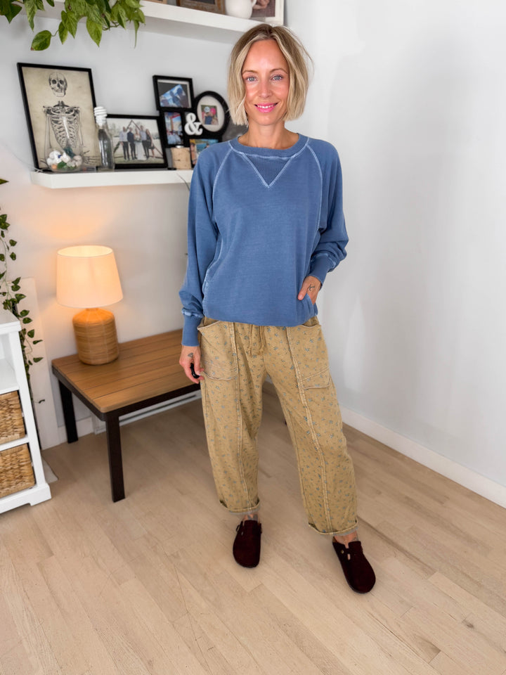 Juliet Washed Tunic Sweatshirt-  DUSTY BLUE