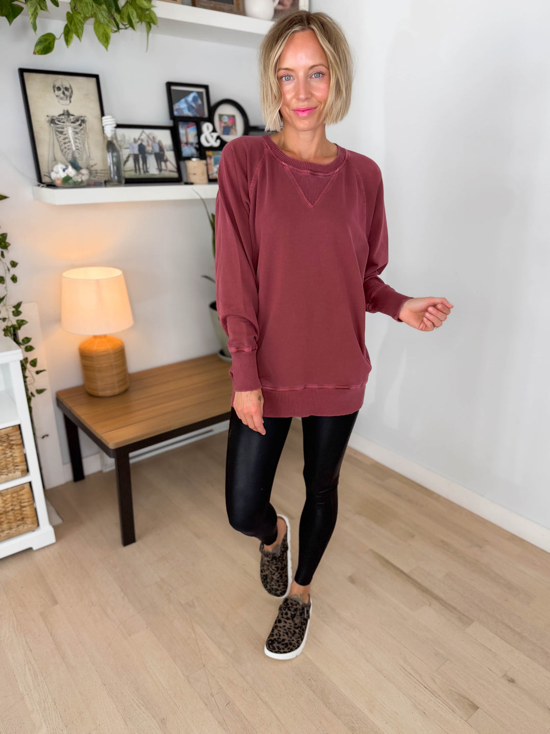 Juliet Washed Tunic Sweatshirt- RUST