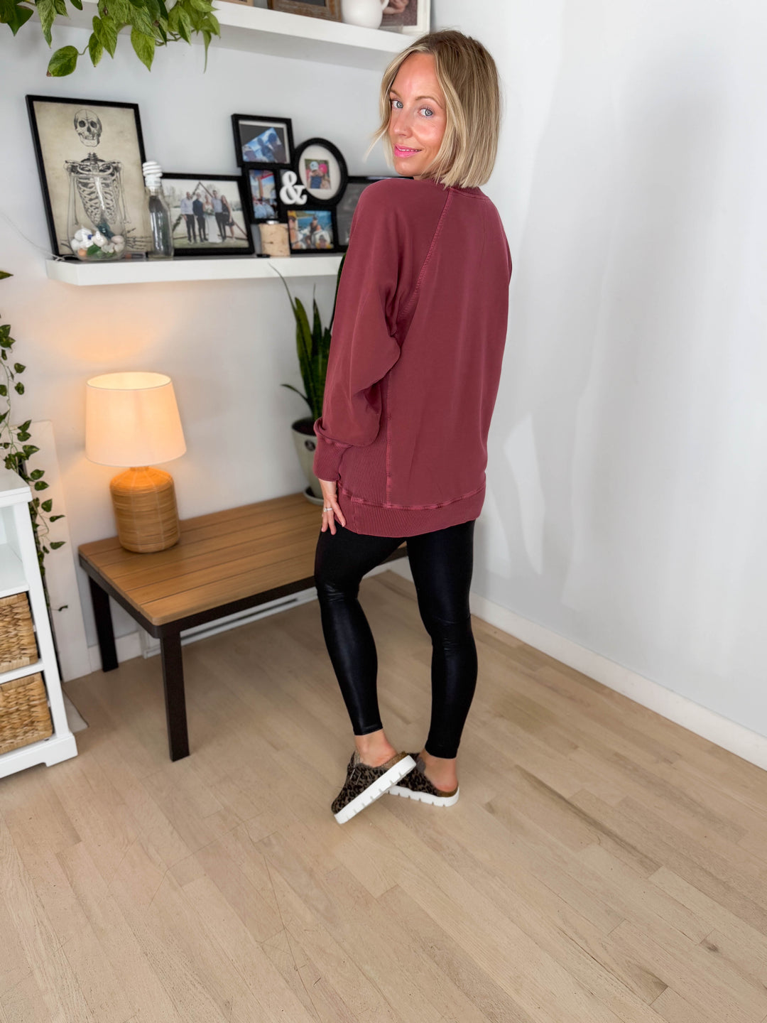 Juliet Washed Tunic Sweatshirt- RUST