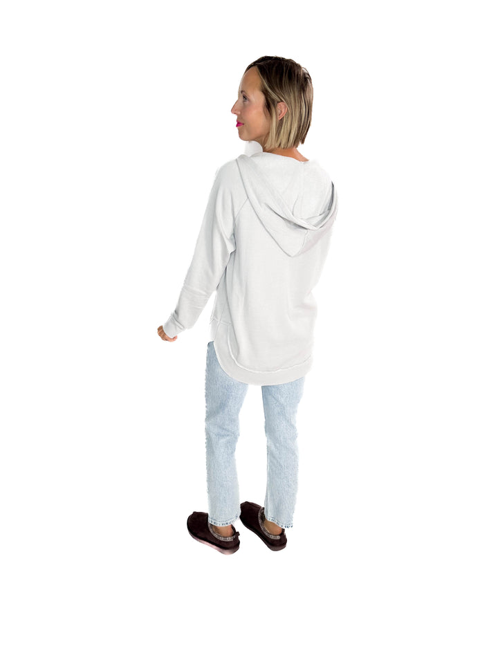 September Sky Split Hem Hoodie- LIGHT GREY