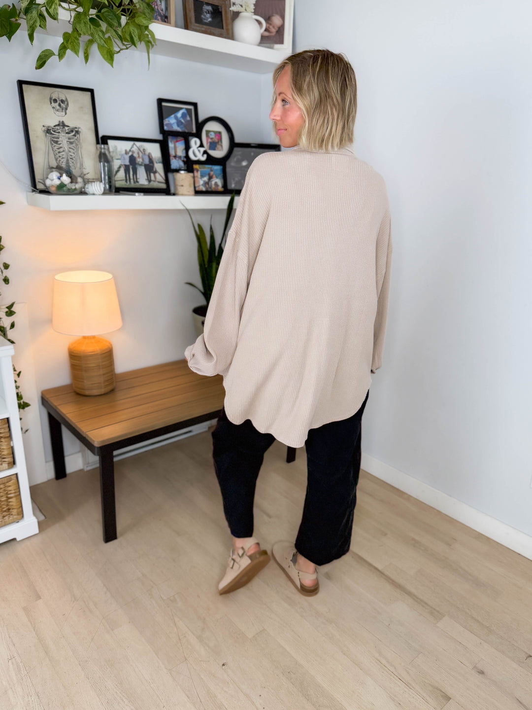Ivy Waffle Shacket- DARK TAUPE