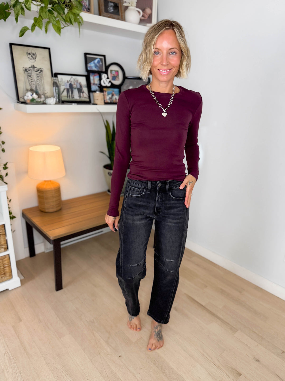 Flying Monkey Pamela High Rise Barrel Jean- WASHED BLACK