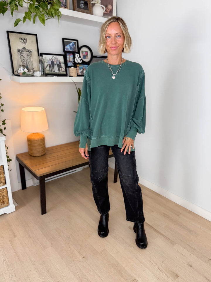 Haven Exposed Seam Pullover- DARK GREEN