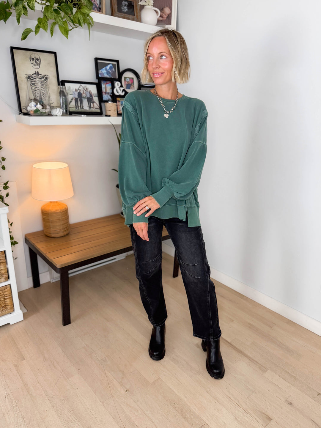 Haven Exposed Seam Pullover- DARK GREEN