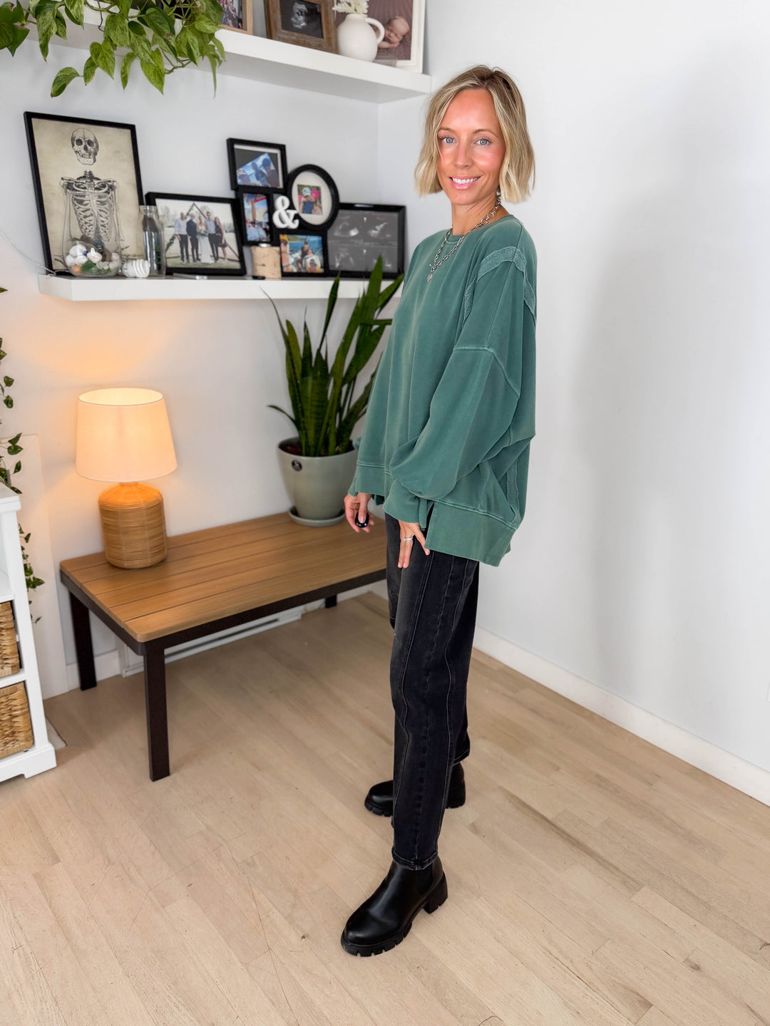 Haven Exposed Seam Pullover- DARK GREEN