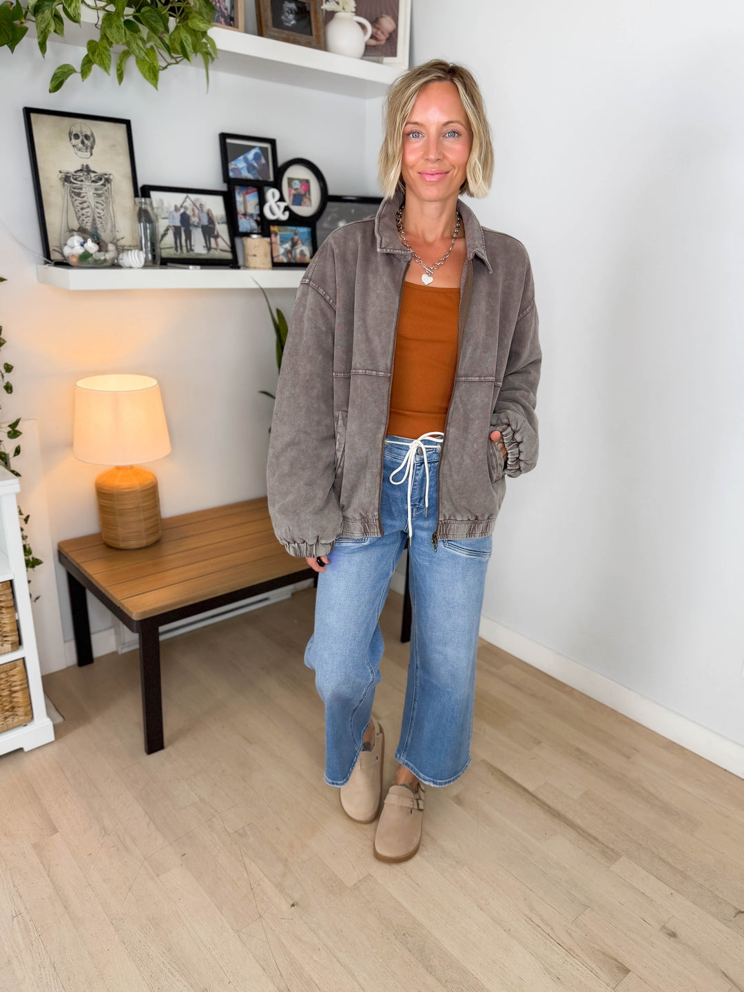 Foxwood Mineral Washed Puffer Coat- ESPRESSO