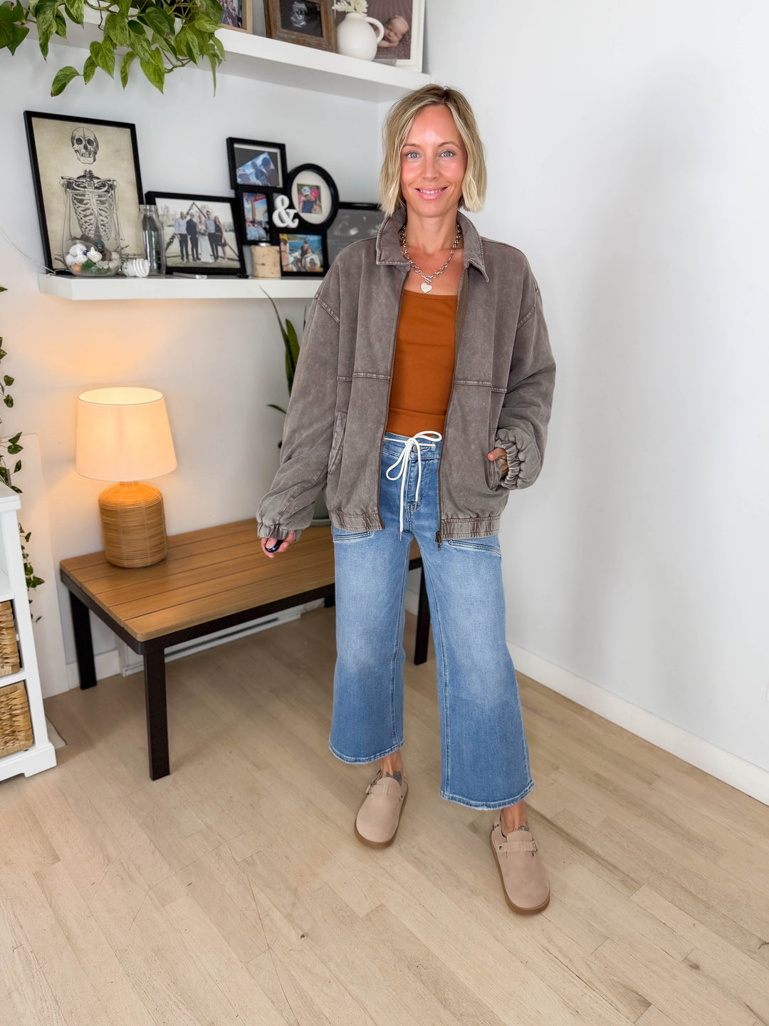 Foxwood Mineral Washed Puffer Coat- ESPRESSO