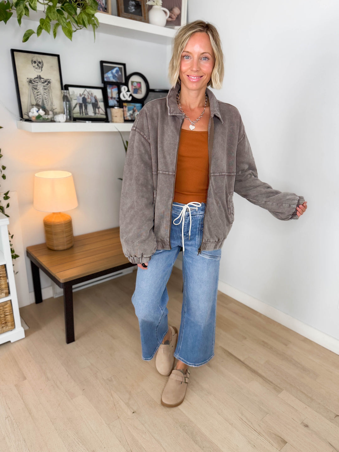 Foxwood Mineral Washed Puffer Coat- ESPRESSO