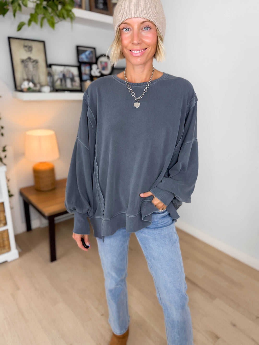 Haven Exposed Seam Pullover- DARK GRAY