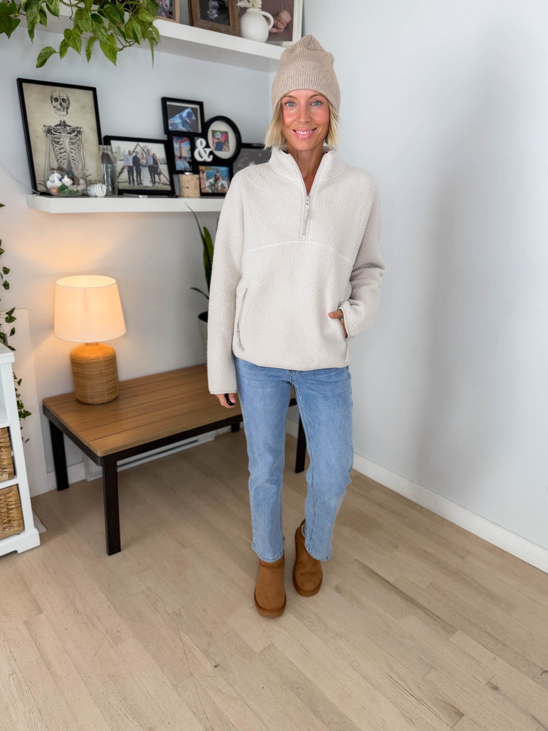 Woodland 1/2 Zip Fleece Pullover- ECRU