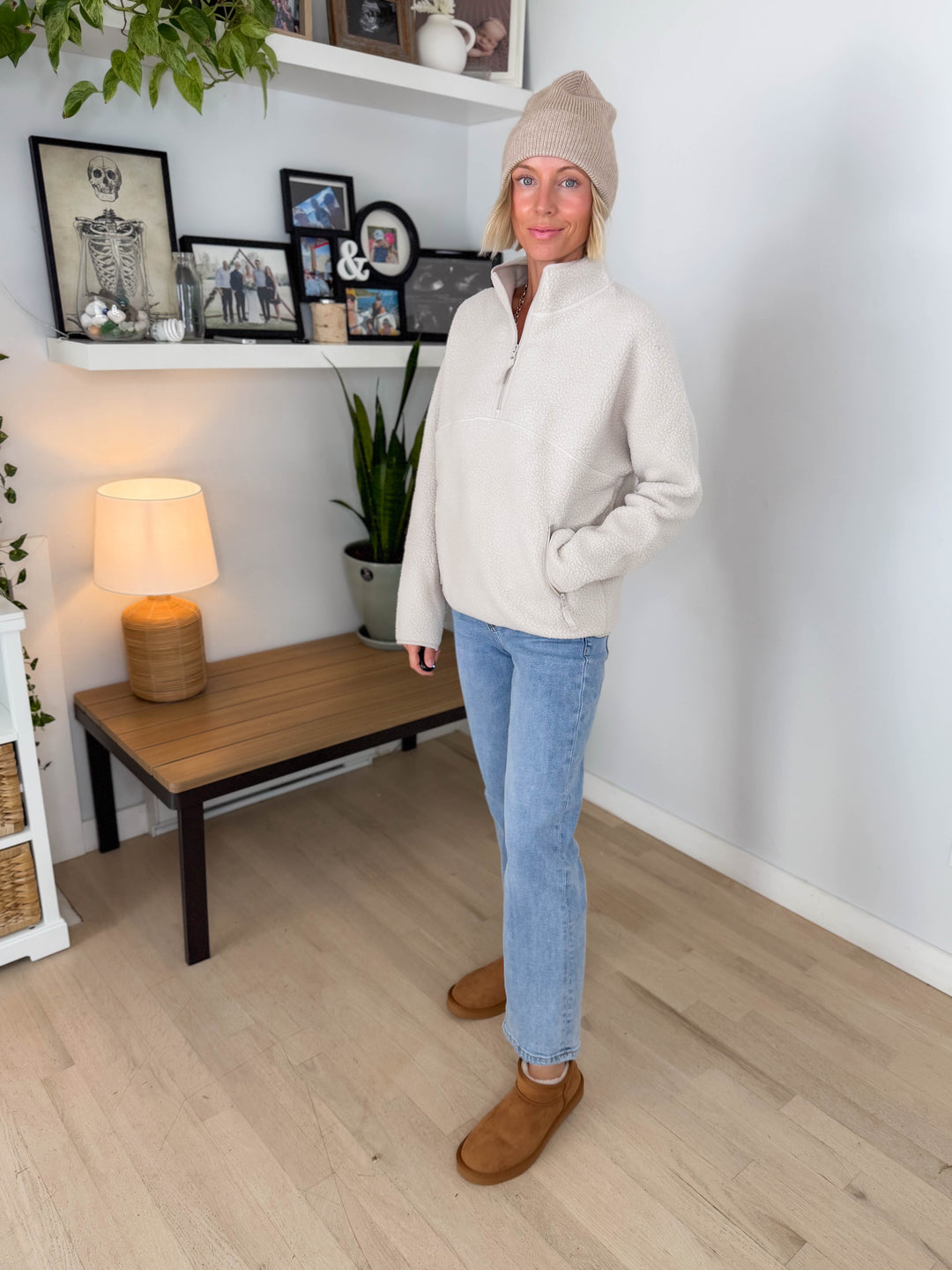 Woodland 1/2 Zip Fleece Pullover- ECRU