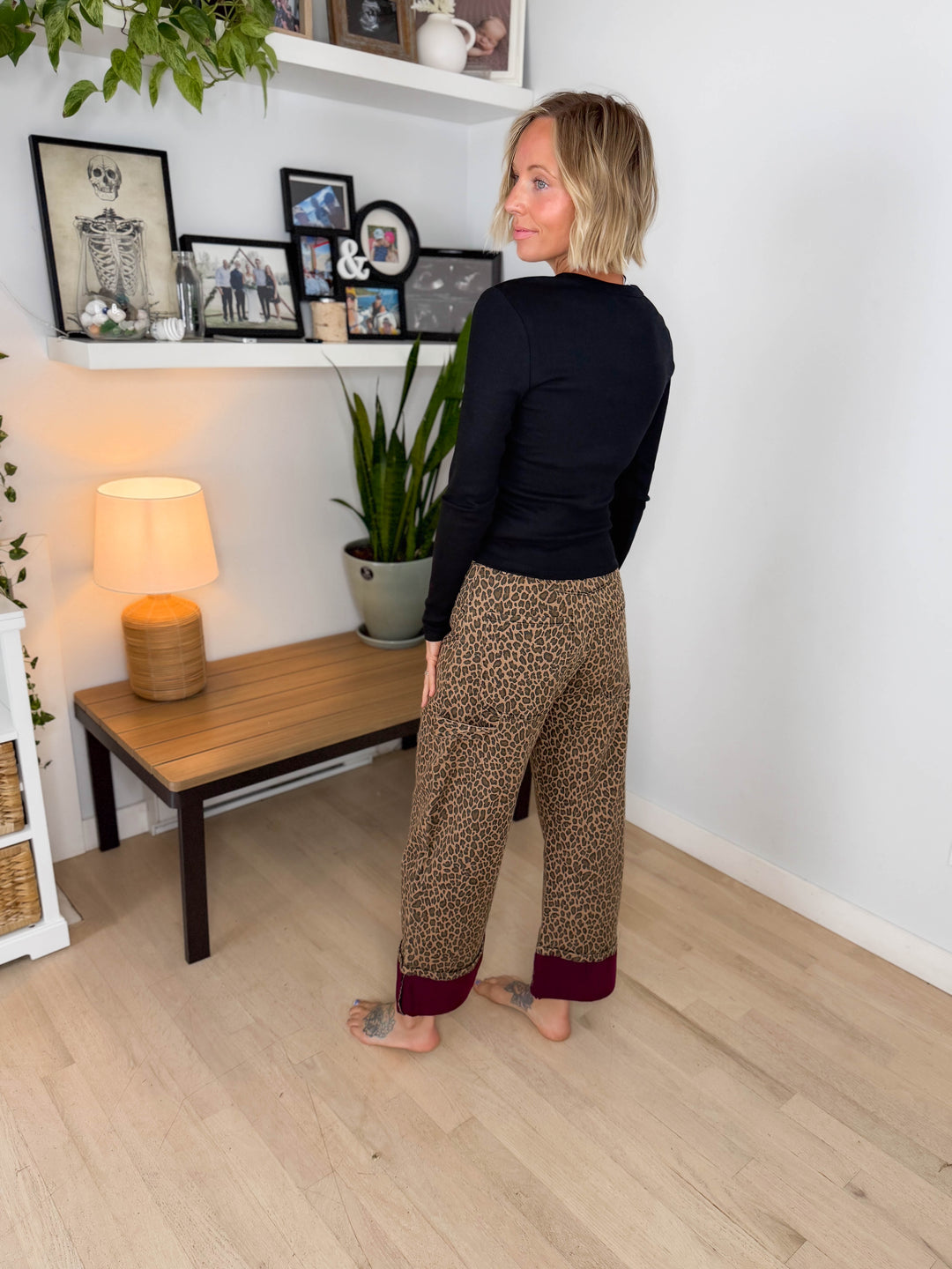Imogen Mineral Washed Barrel Pant- LEOPARD