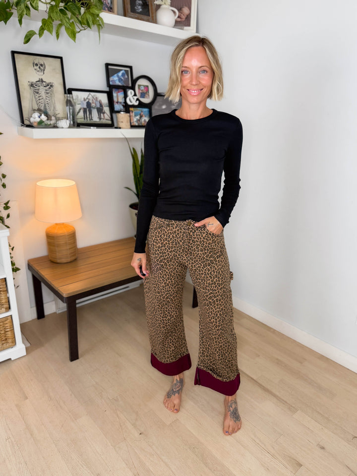 Only Val Organic Cotton Ribbed Long Sleeve Top- BLACK