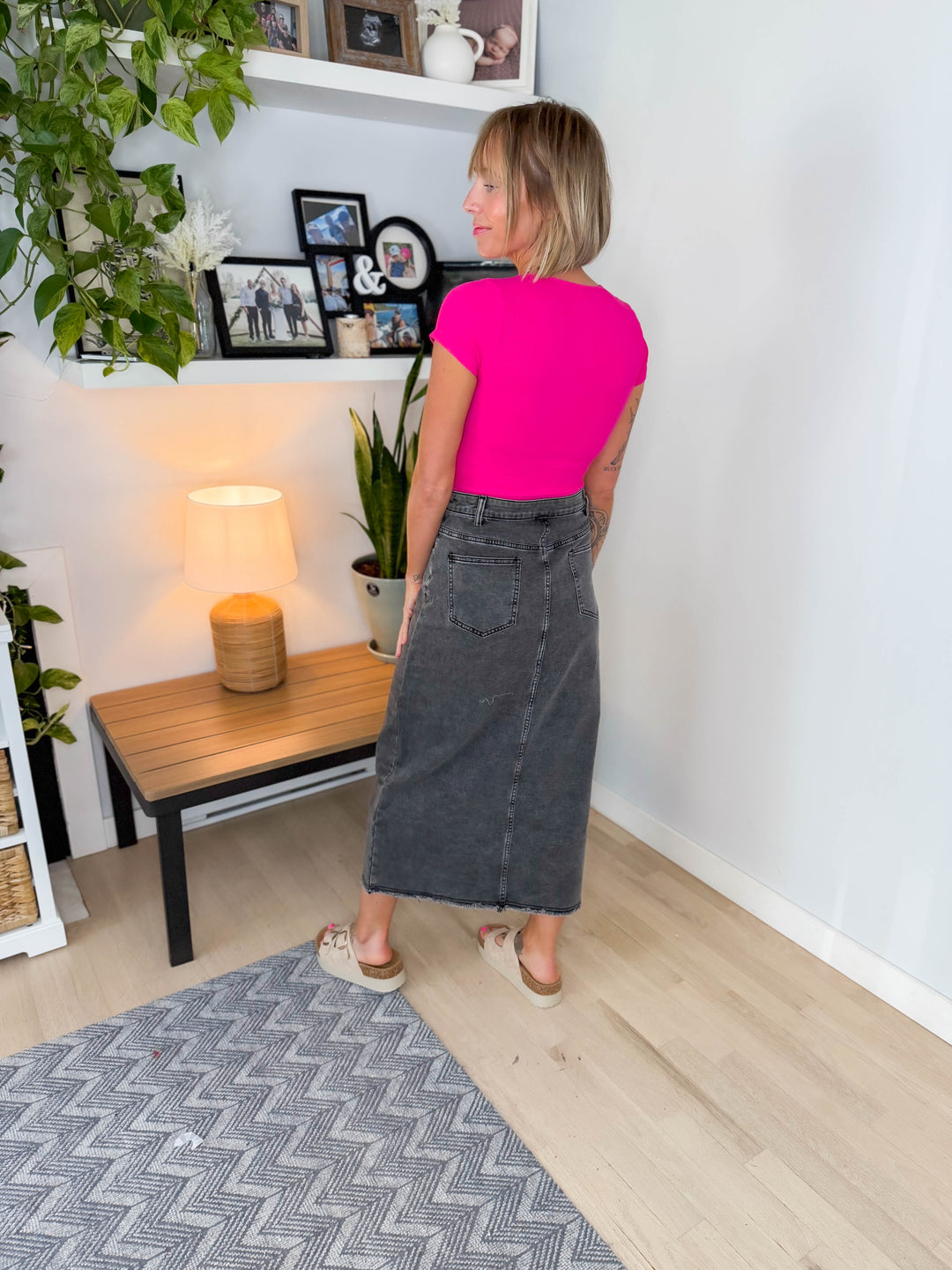 Seamless Baby Ribbed Tee- ALOHA FUCHSIA