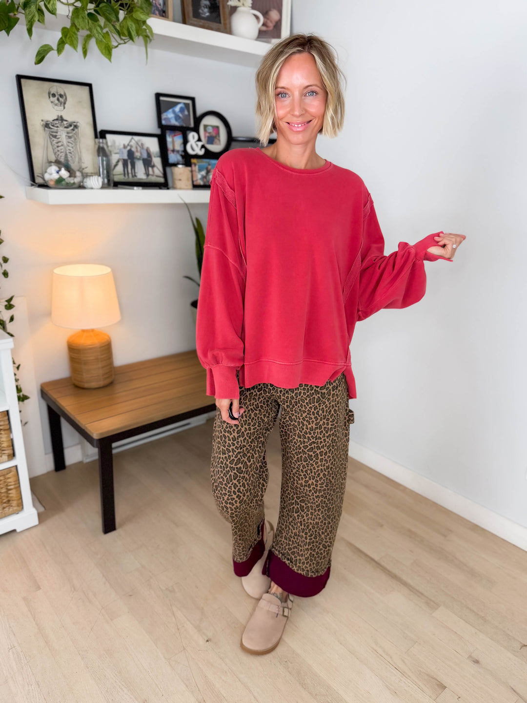 Haven Exposed Seam Pullover- DARK RED