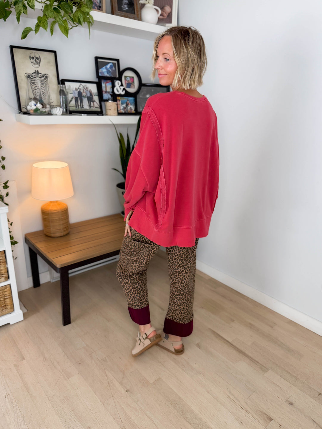 Haven Exposed Seam Pullover- DARK RED