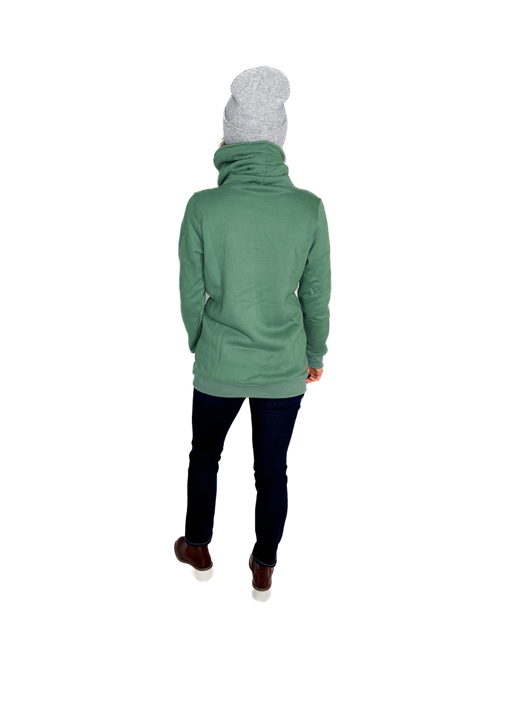 MICHELLE MAE Quinn Premium Cowl Neck Full Zip- FERN