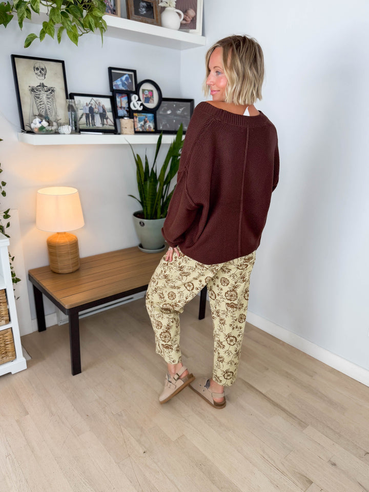 Annabeth Button Down Cardigan- DARK BROWN