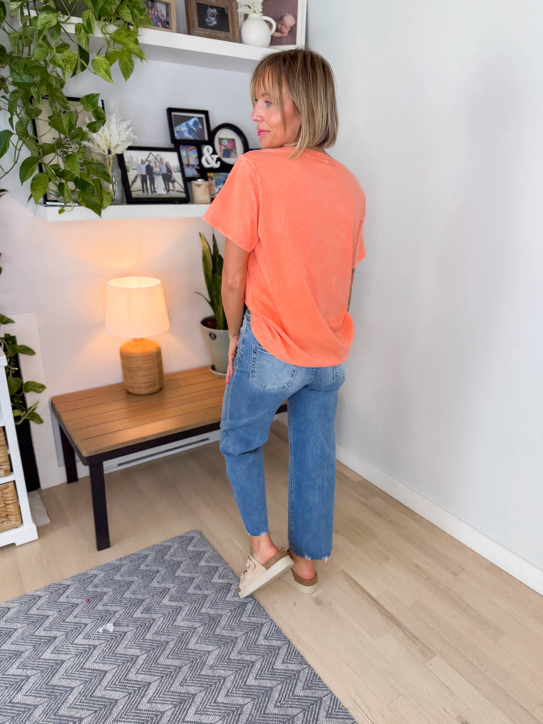 Yasmin Washed Cotton Top- CORAL