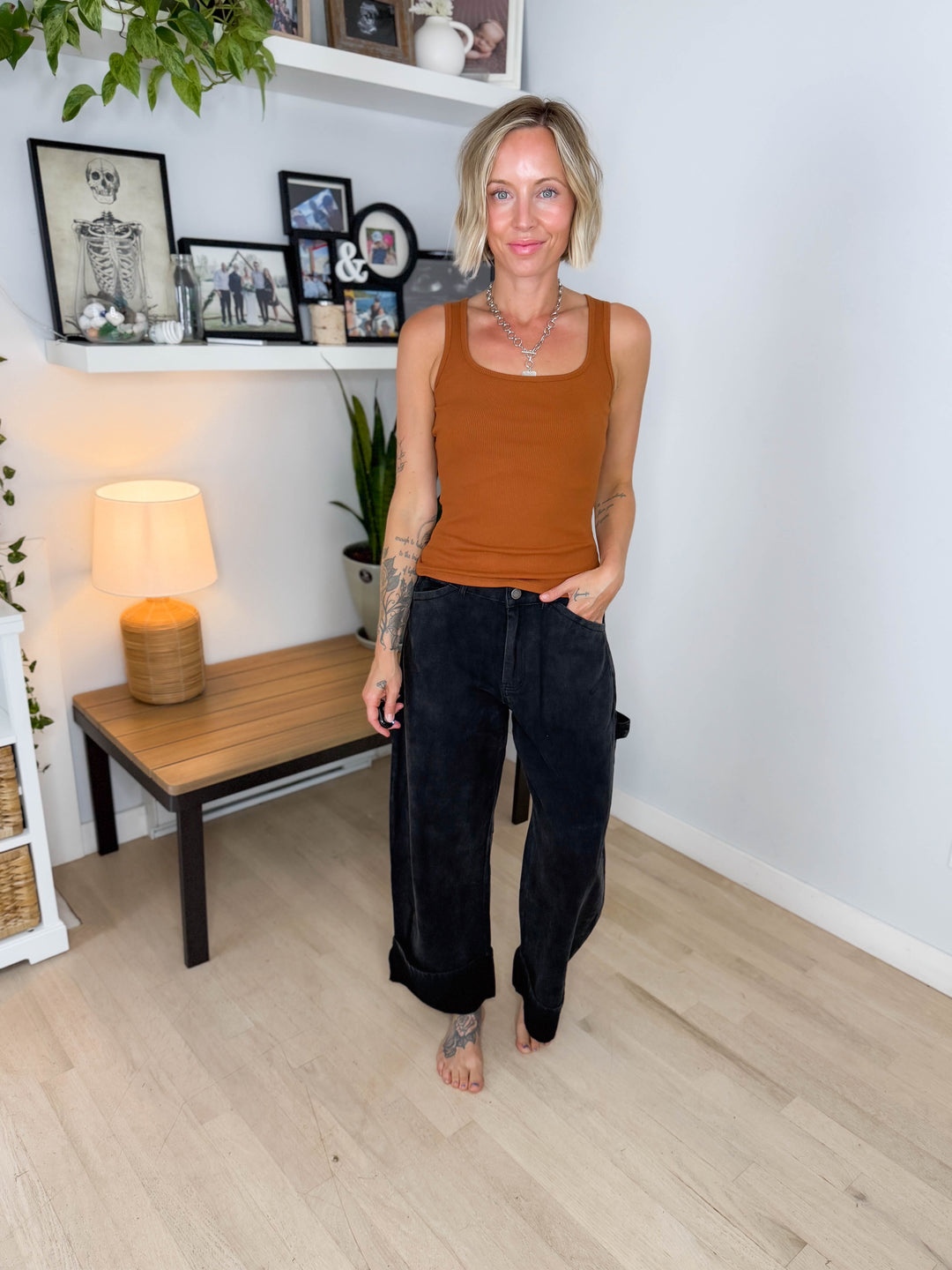 Blythe Washed Barrel Pant- ASH BLACK
