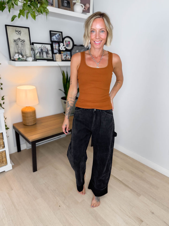 Blythe Washed Barrel Pant- ASH BLACK