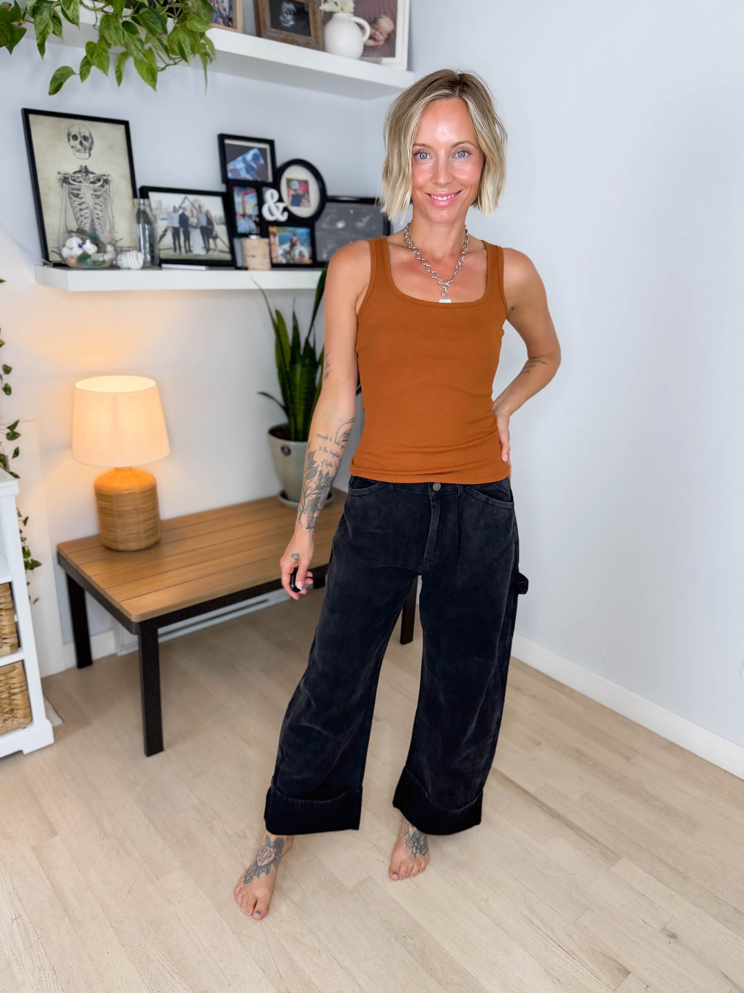 Blythe Washed Barrel Pant- ASH BLACK