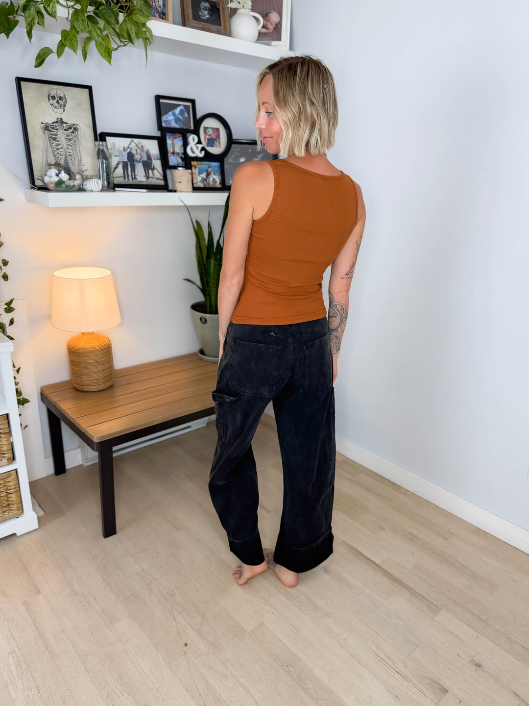 Blythe Washed Barrel Pant- ASH BLACK