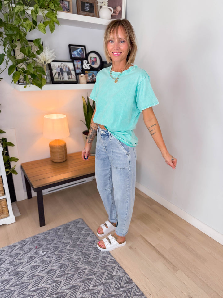 Yasmin Washed Cotton Top- MINT-FINAL SALE