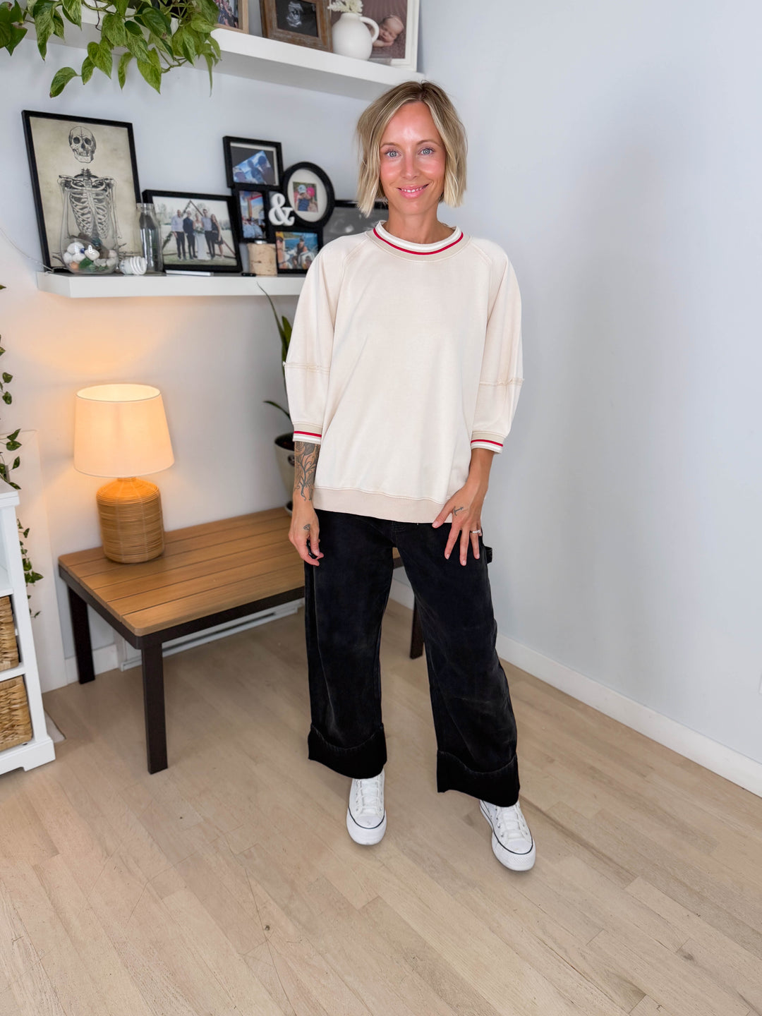 Alaina 1/2 Sleeve Pullover- NATURAL