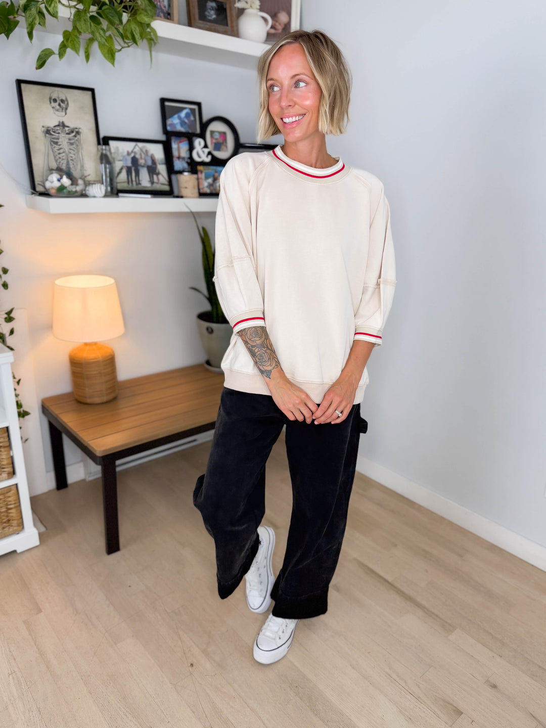 Alaina 1/2 Sleeve Pullover- NATURAL
