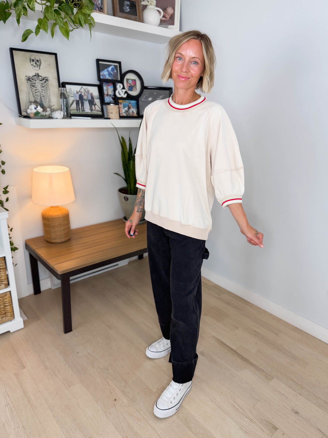 Alaina 1/2 Sleeve Pullover- NATURAL