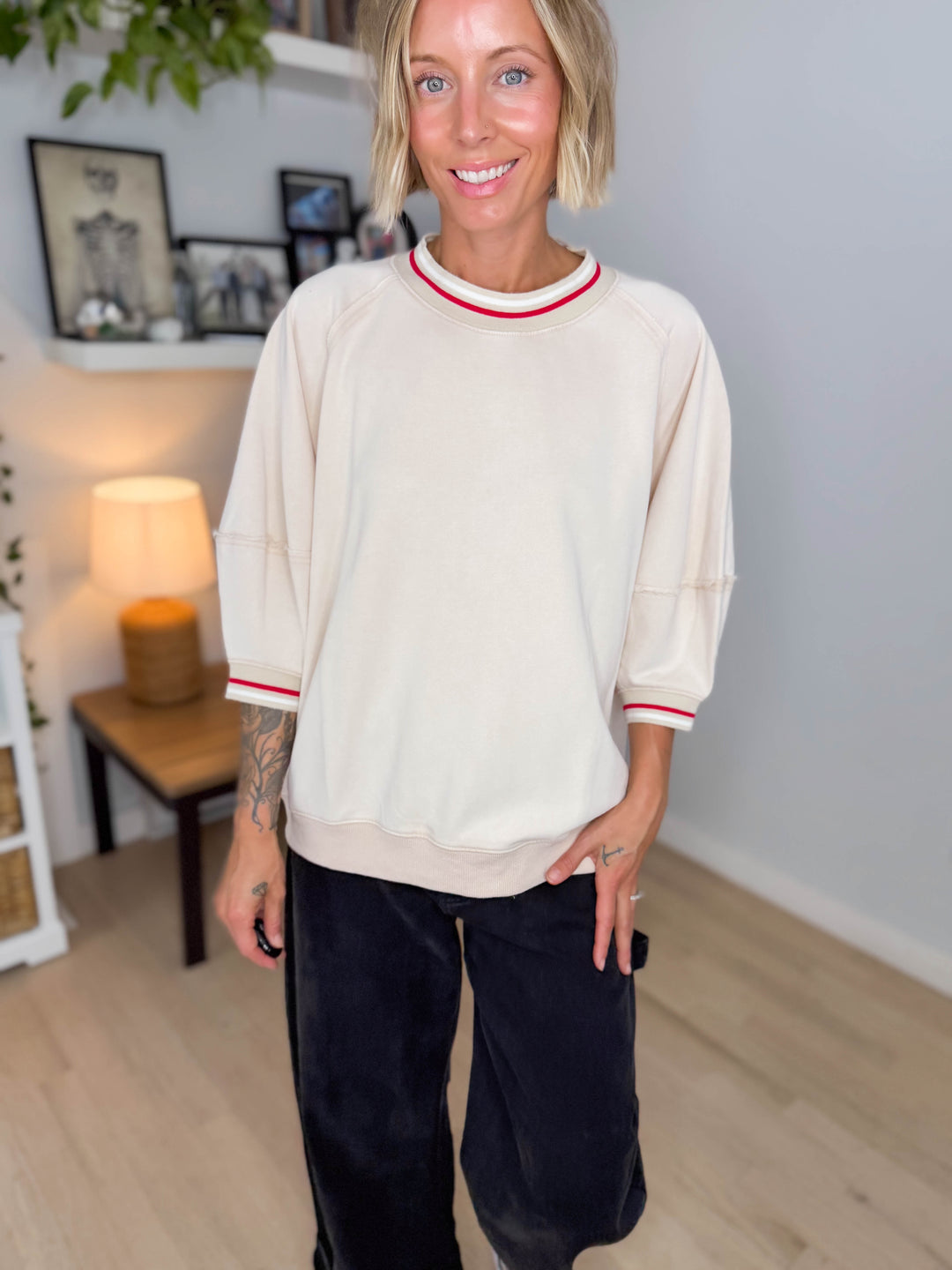 Alaina 1/2 Sleeve Pullover- NATURAL