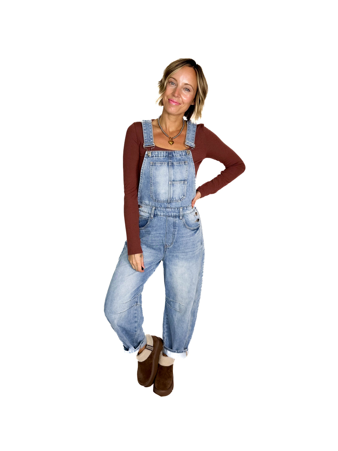 Tiffany Denim Barrel Overalls- LIGHT WASH