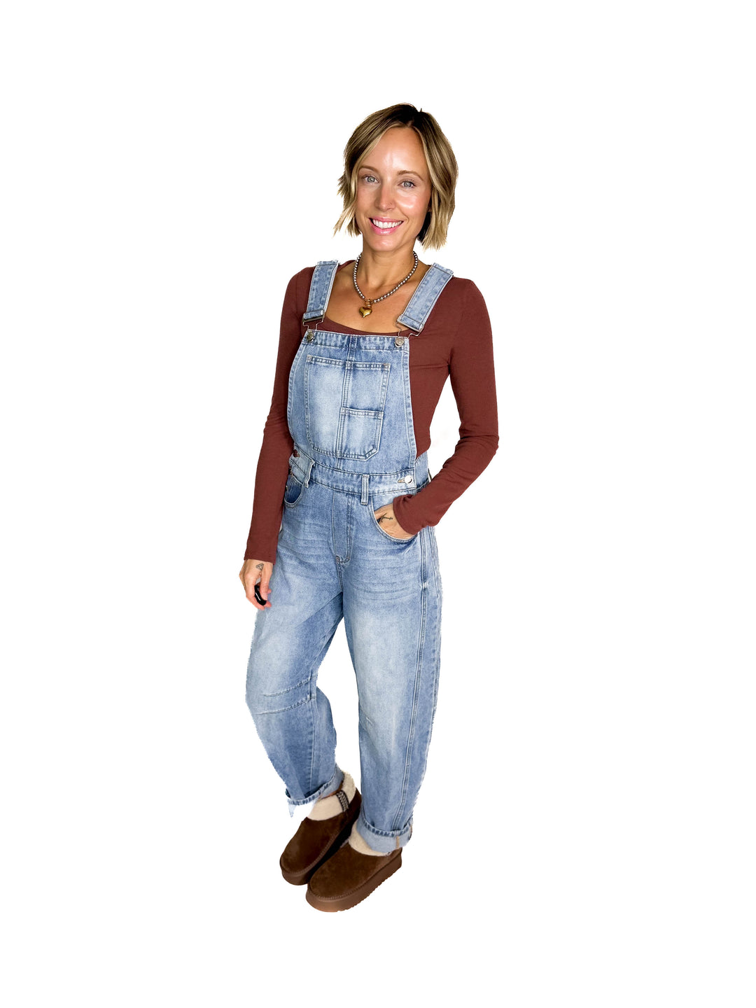 Tiffany Denim Barrel Overalls- LIGHT WASH
