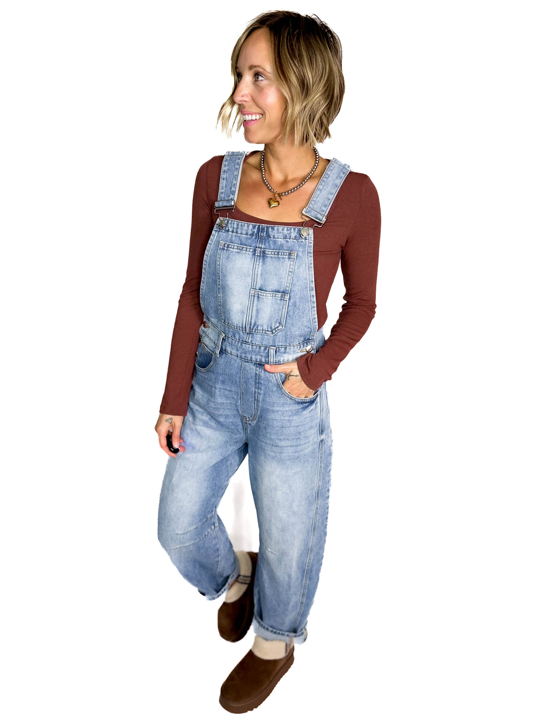 Tiffany Denim Barrel Overalls- LIGHT WASH
