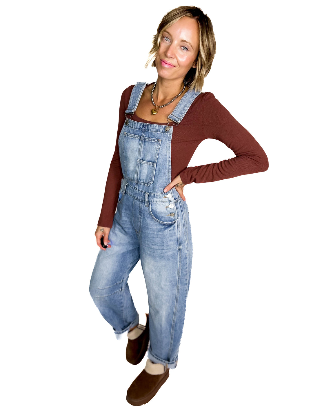 Tiffany Denim Barrel Overalls- LIGHT WASH