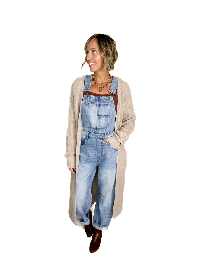 Tiffany Denim Barrel Overalls- LIGHT WASH