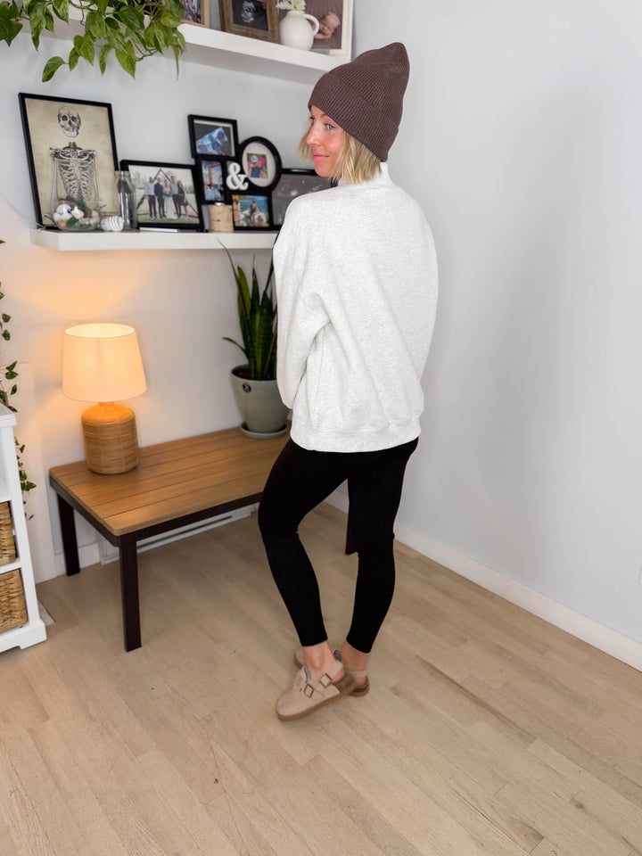 Boho Pumpkin Mock Neck Sweatshirt- ASH GREY