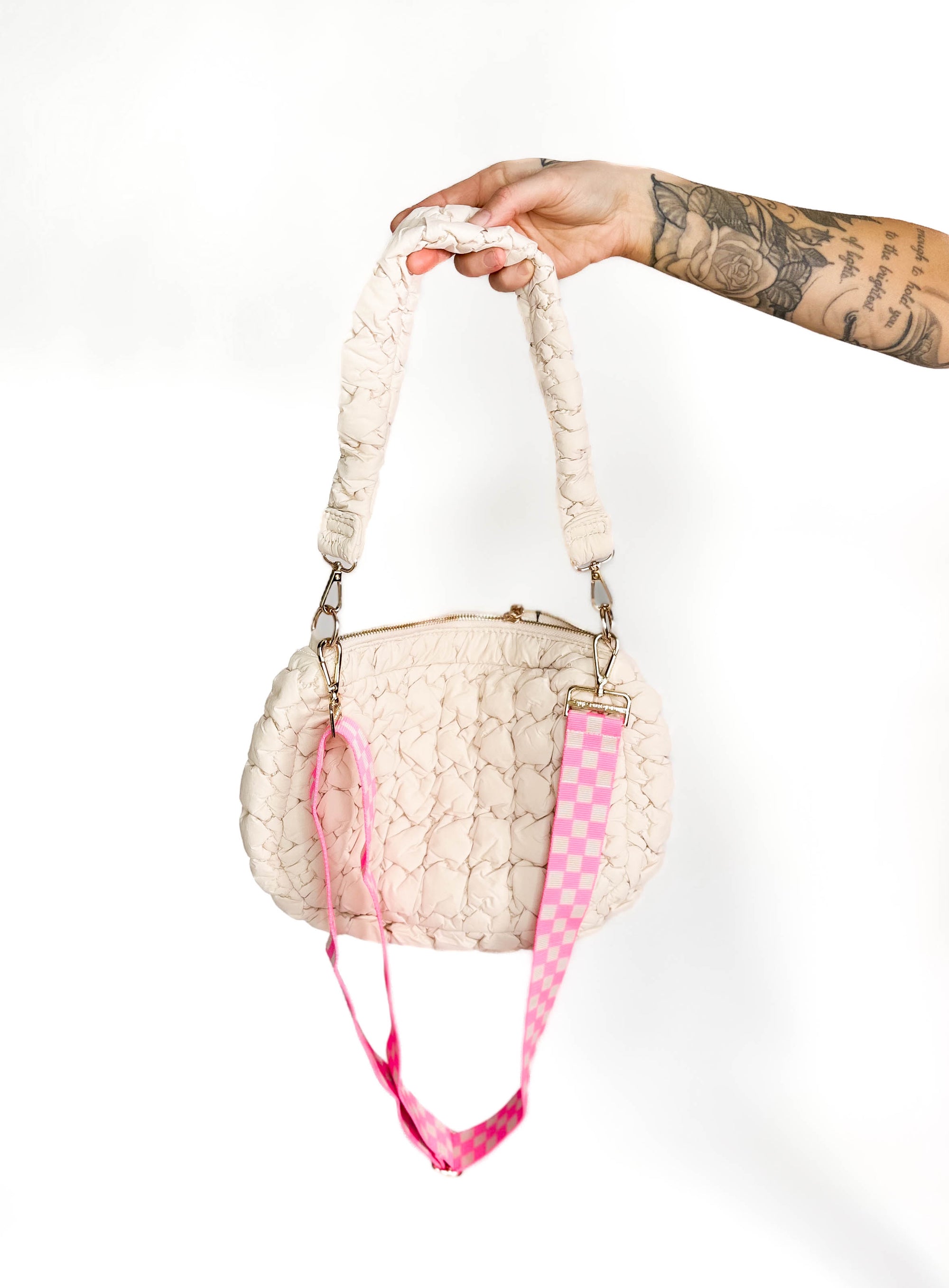 Alyssa Quilted Hand Shoulder Crossbody Bag- BIEGE