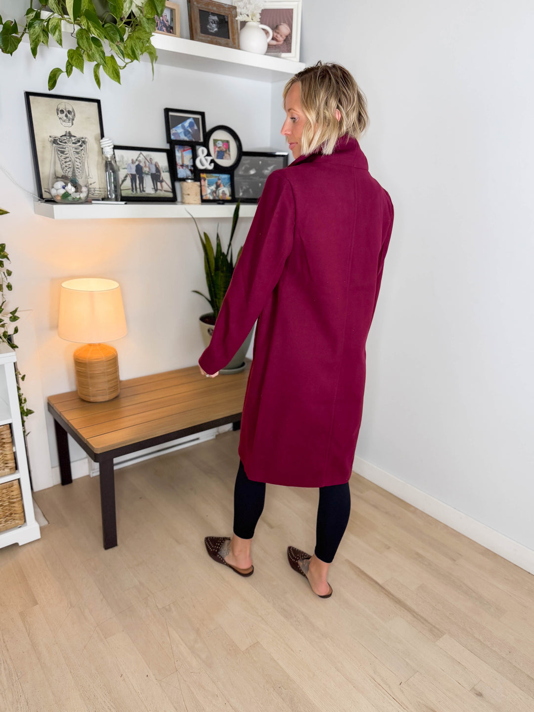 Burwood Collared Coat- BURGUNDY