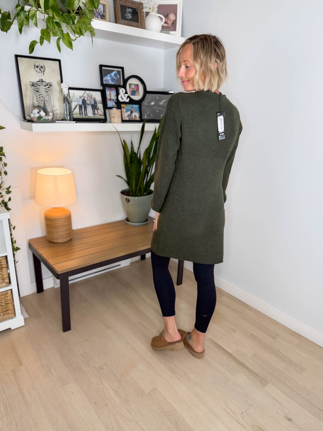 VERO MODA Karla V-neck Button Long Line Cardigan- FOREST NIGHT