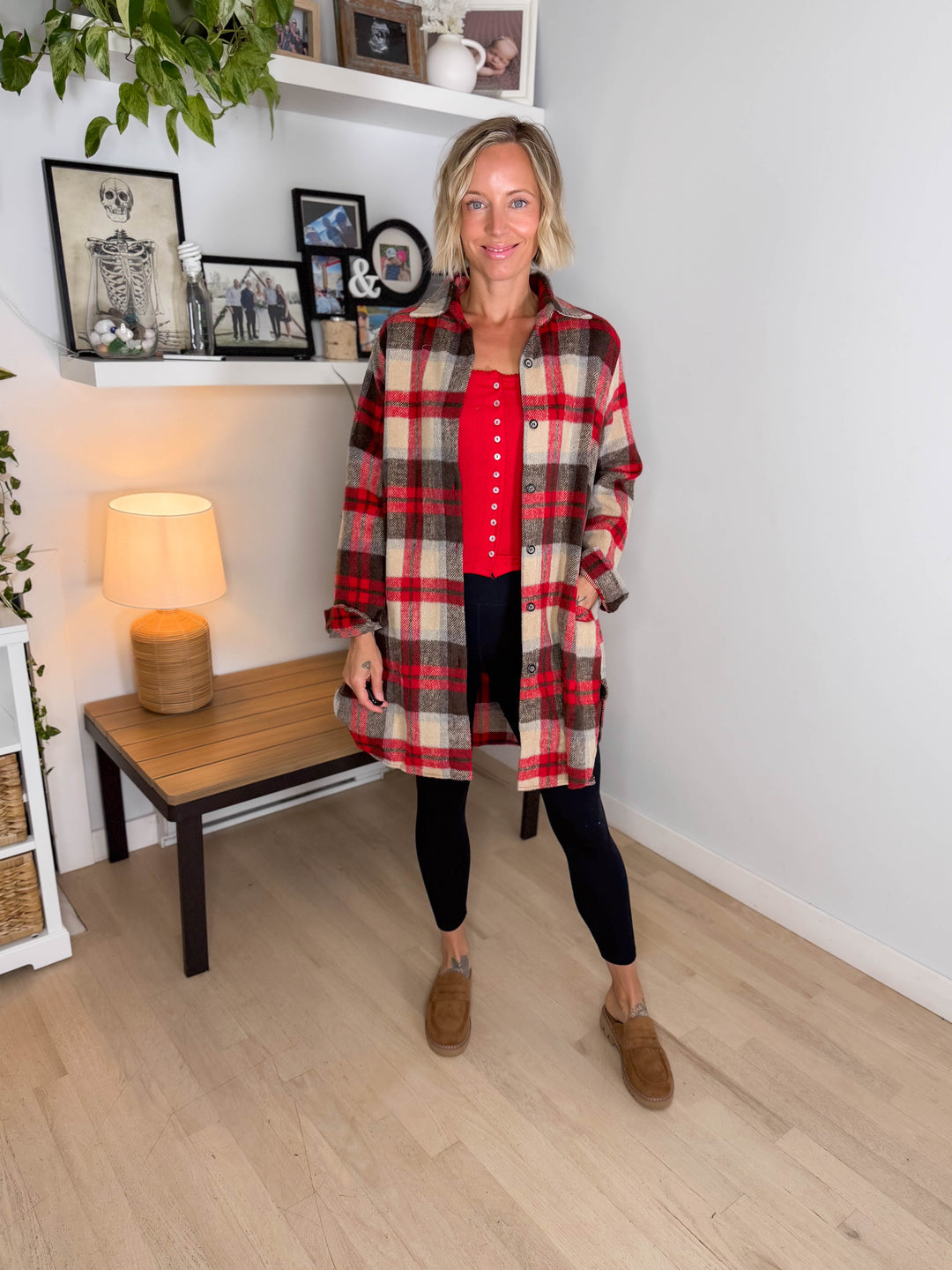 Renfrew Plaid Shacket- RED/IVORY