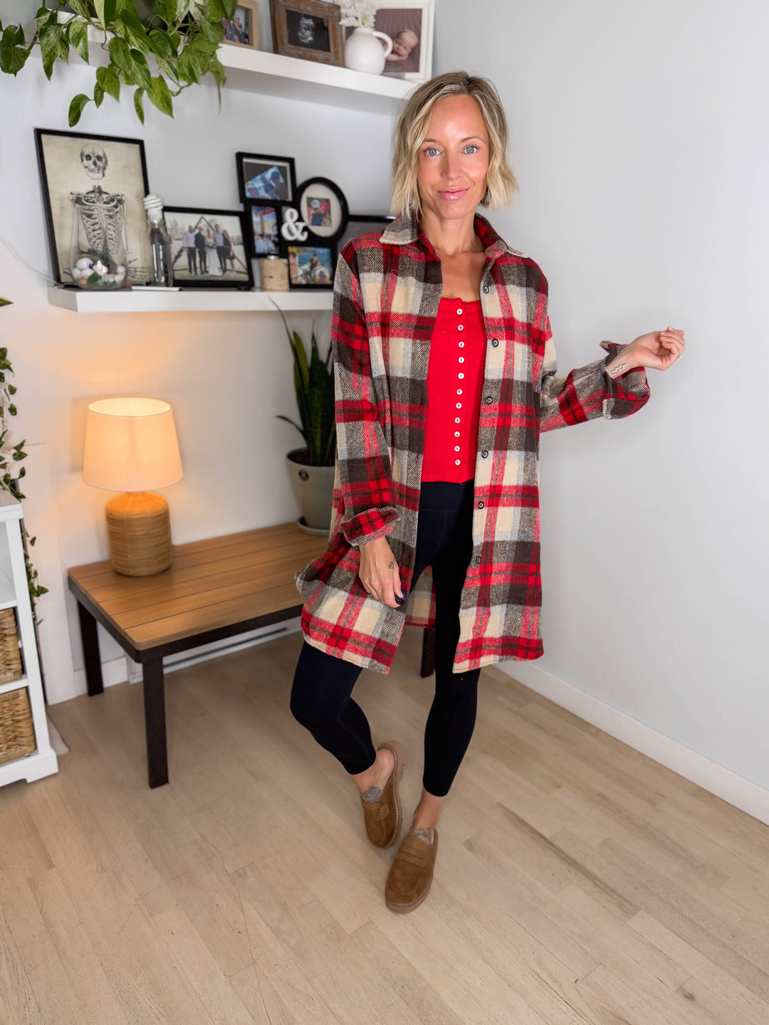 Renfrew Plaid Shacket- RED/IVORY