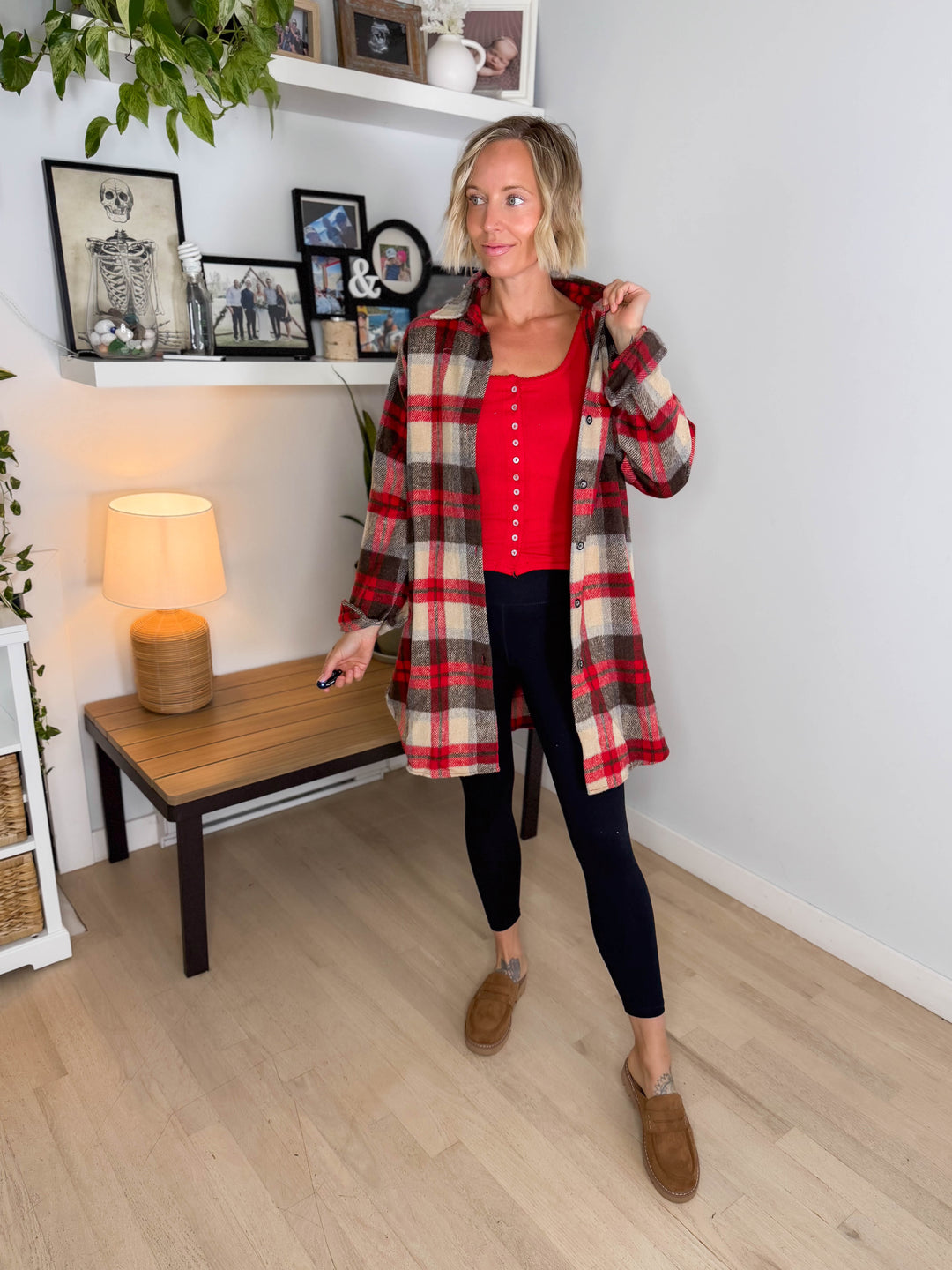 Renfrew Plaid Shacket- RED/IVORY